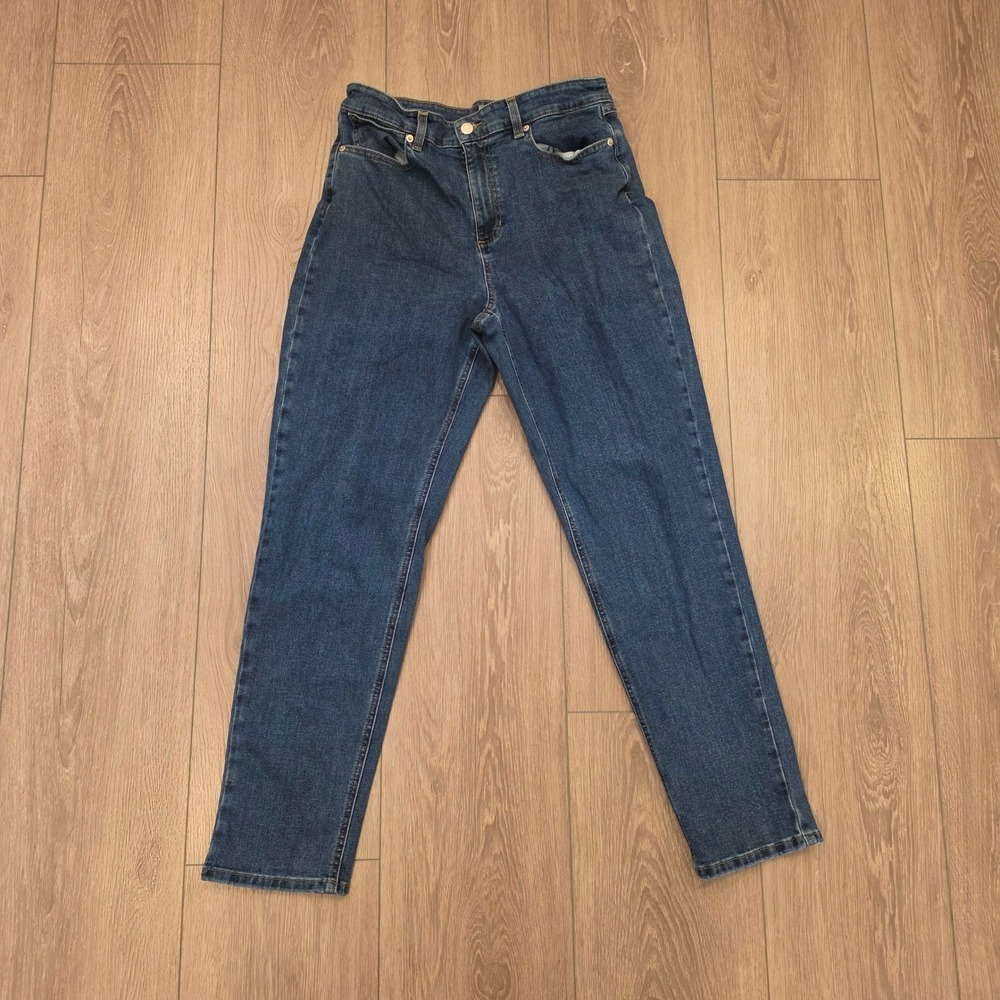 LL Bean Classic Fit Jeans Womens 12 Reg Dark Wash Straight Leg High Rise 518710